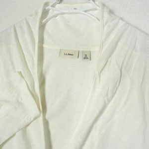 LL Bean Open Cardigan Wrap Women's Size Extra Large White Linen Blend Stretch LS